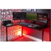 X Rocker 2022068 L-veida stūra spēļu galds ar RGB LED apgaismojumu, oglekļa šķiedras efekts, melns