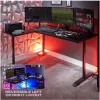 X Rocker 2022068 L-veida stūra spēļu galds ar RGB LED apgaismojumu, oglekļa šķiedras efekts, melns