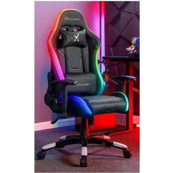 X Rocker Agility Compact eSports Gaming Office Chair ar LED apgaismojumu un lietotnes vadību - Melns (2023028)