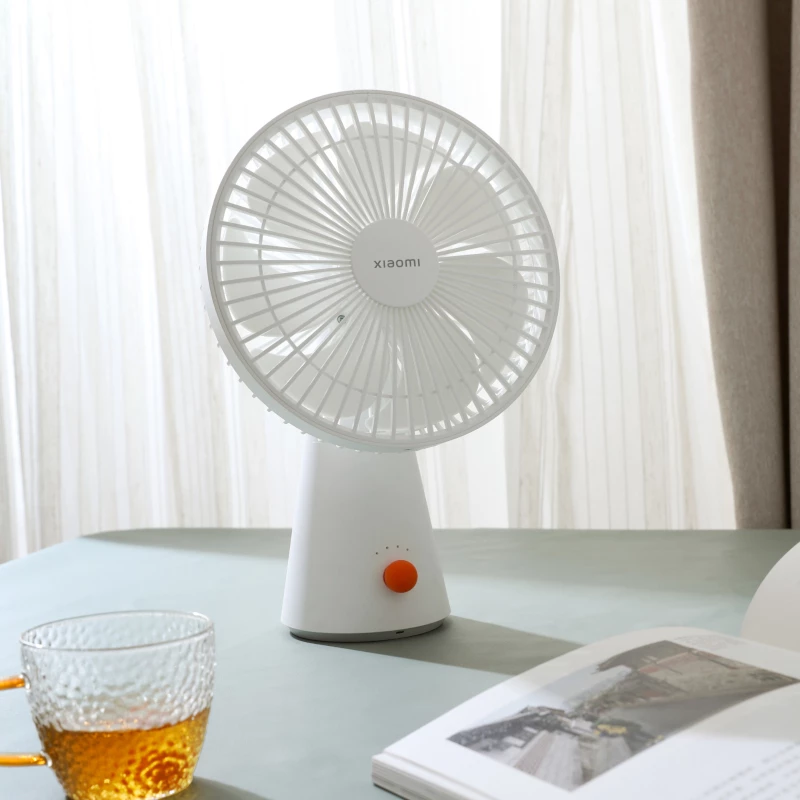 Xiaomi uzlādējamais mini ventilators BHR6089GL 2000mAh USB portatīvais rokas ventilators ar noņemamu pamatni, 4 ātrumi, bezsuku motors, balts