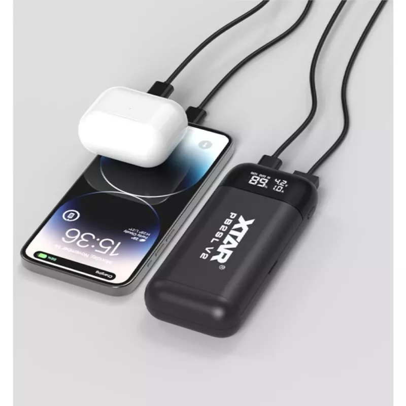 XTAR PB2SLV2 18650 akumulatoru lādētājs un power bank ar USB-C PD3.0 & QC3.0