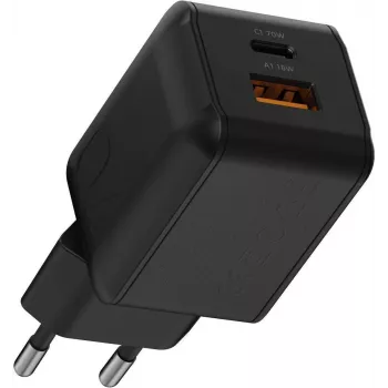 Xtorm NextGen GaN3 Ultra 70W PD sienas lādētājs USB-C un USB-A melns XECNG701