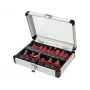 YATO Shaped Milling Cutters 15pcs - Tungsten Carbide Tipped Router Bit Set with 8mm Shank, Wooden Case