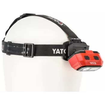 Yato YT-08594 COB LED darba lampa ar magnētisko pamatni un grozāmu āķi, 200 lm, 3x AA, melna/sarkana