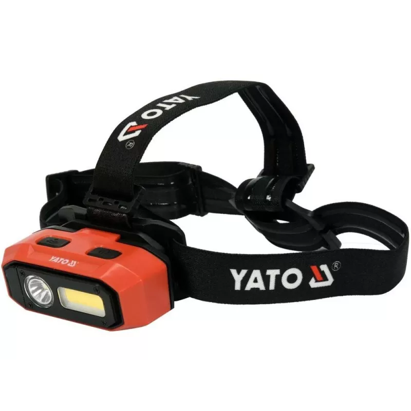 Yato YT-08594 COB LED darba lampa ar magnētisko pamatni un grozāmu āķi, 200 lm, 3x AA, melna/sarkana