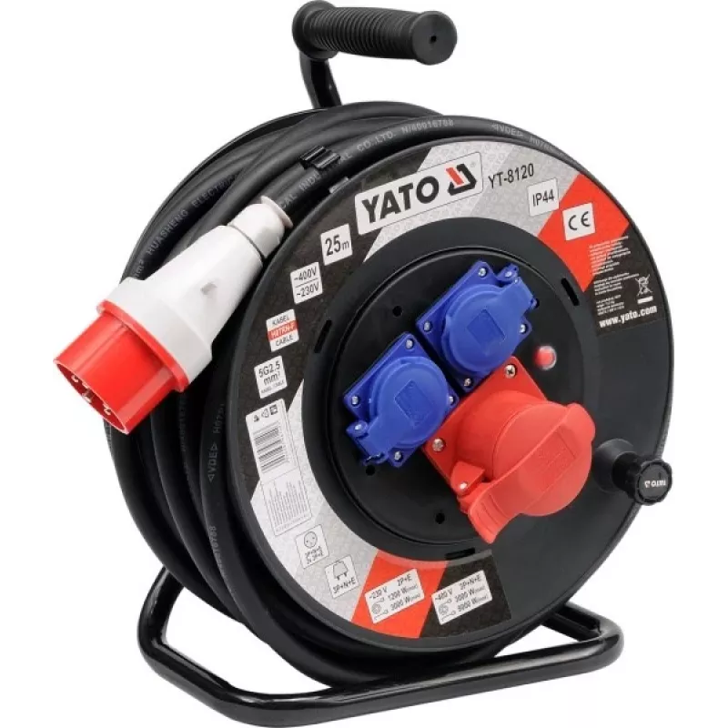 Yato YT-8120 kabeļa tītis ar 3 ligzdām 25 m