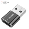 YESIDO GS09 Mini alumīnija sakausējuma USB Type-C uz USB-A OTG adapteris melns