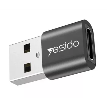 YESIDO GS09 Mini alumīnija sakausējuma USB Type-C uz USB-A OTG adapteris melns