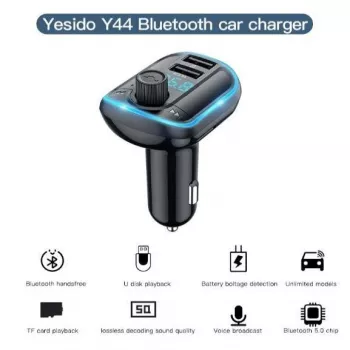 YESIDO Y44 MP3 atskaņotājs Bluetooth auto lādētājs ar QC3.0, LED displeju, brīvroku zvanīšanu, melns