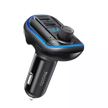 YESIDO Y44 MP3 atskaņotājs Bluetooth auto lādētājs ar QC3.0, LED displeju, brīvroku zvanīšanu, melns