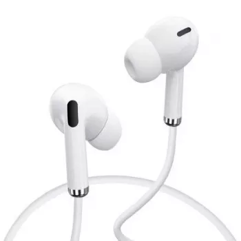 YESIDO YH33 vadu iekšausu stereo austiņas ar iebūvētu mikrofonu, 3,5 mm ligzda, bez sapīšanās plakanais kabelis, balta