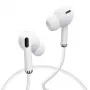 YESIDO YH33 vadu iekšausu stereo austiņas ar iebūvētu mikrofonu, 3,5 mm ligzda, bez sapīšanās plakanais kabelis, balta