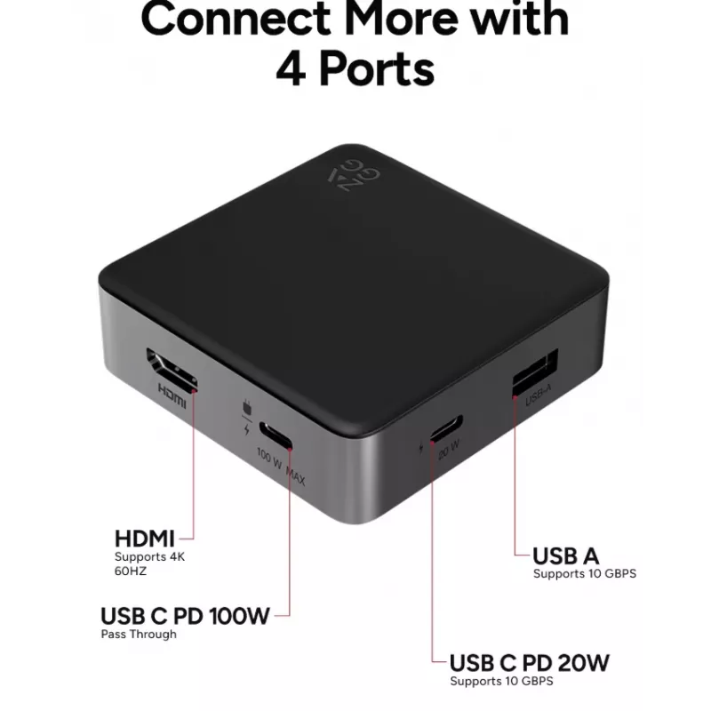 ZAGG 4 Port Hub Melns/Pelēks