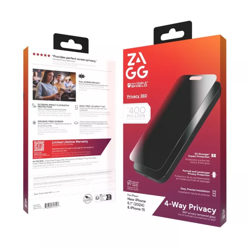 ZAGG InvisibleShield Glass Elite Privacy 360 ekrāna aizsargs iPhone 14 Pro Max