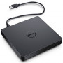 Dell - diskdzinis - DVD+/-RW - USB2.0 - ārējais - Melns - saderīgs ar Chromebook 3110, 3110 2-in-1, OptiPlex 30XX, 7080, Precision 3260, 7670, Vostro 15 3510 (DW316)