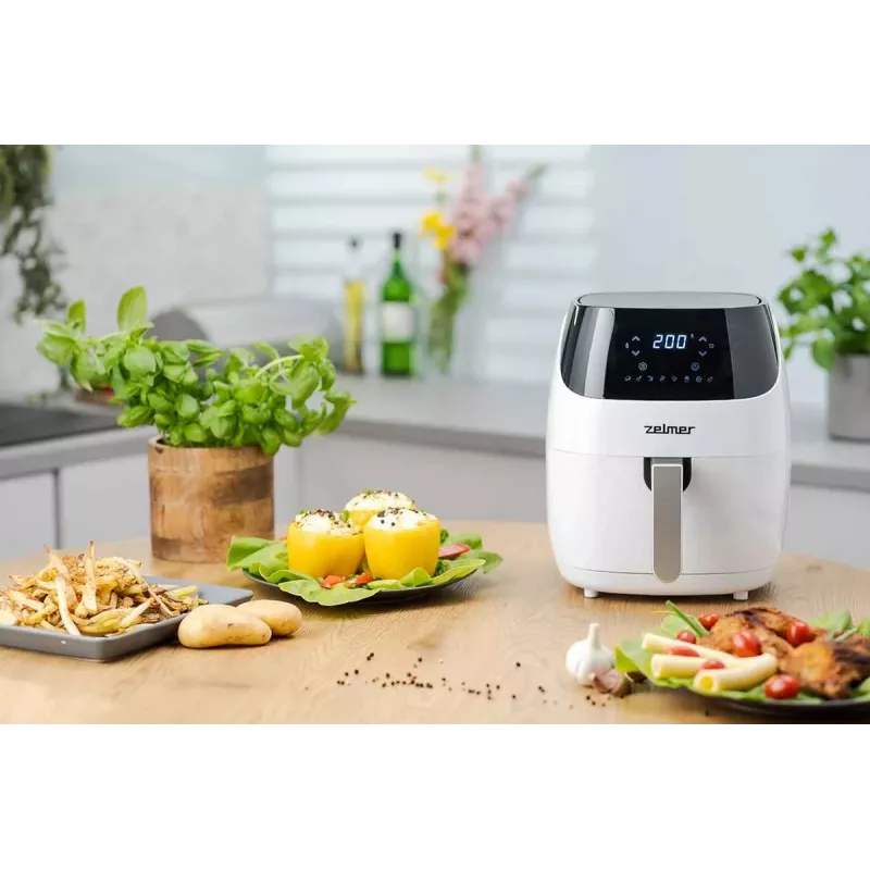 Zelmer ZAF5501W Bezeļļas gaisa fritieris, 5L, 1500W, digitālais skārienpanelis, balts