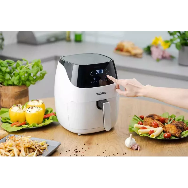 Zelmer ZAF5501W Bezeļļas gaisa fritieris, 5L, 1500W, digitālais skārienpanelis, balts