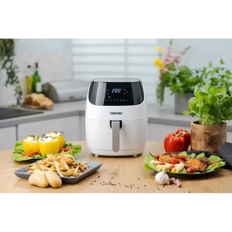 Zelmer ZAF5501W Bezeļļas gaisa fritieris, 5L, 1500W, digitālais skārienpanelis, balts