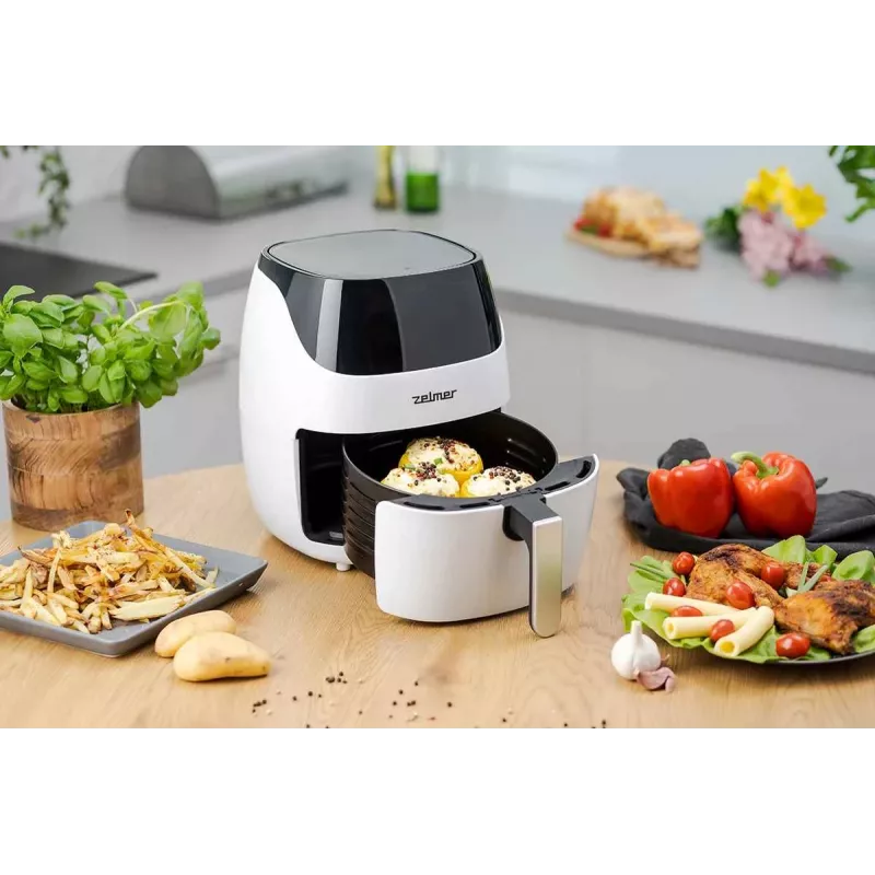 Zelmer ZAF5501W Bezeļļas gaisa fritieris, 5L, 1500W, digitālais skārienpanelis, balts