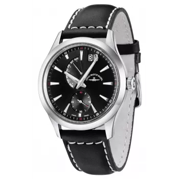 ZENO MAN 6662-7004Q-G1 Swiss Quartz vīriešu pulkstenis 42mm melns ciparnīca ādas siksniņa