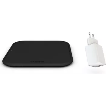 Zens vienvietīgs bezvadu lādētājs Combi Pack USB - Qi sertificēts 10W ātrās uzlādes paliktnis ar 12W sienas adapteri, melns