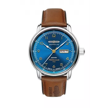 Zeppelin Mediterranee 96643 vīriešu kvarca pulkstenis, 40mm, zils ciparnīca, zils ādas siksniņa