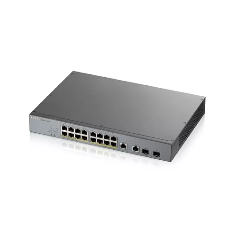 ZyXEL GS1350-18HP-EU0101F Smart Managed Gigabit PoE+ Switch ar 16 PoE+ portiem un 2 SFP augšsaitēm, 250W budžets