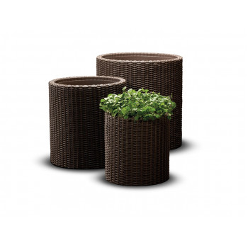 KETER puķu podu komplekts Cylinder Planters S+M+L brūns
