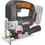 WORX WX543.9 20V bezvada figūrzāģis ar 4 svārsta iestatījumiem, asmens maiņa bez instrumentiem, LED apgaismojums, 80 mm koka griešanas jauda
