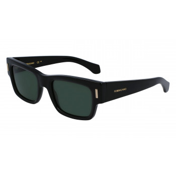 Ferragamo vīriešu SF2011S-001 taisnstūra saulesbrilles, melns rāmis, pelēkas lēcas, 53mm