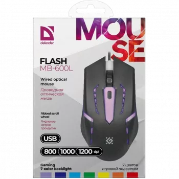 DEFENDER FLASH MB-600L OPTISKĀ LED PELE 1200DPI 4P