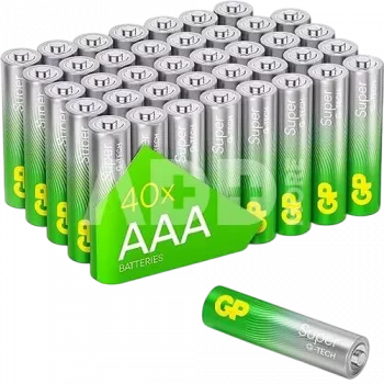 AAA sārma bateriju iepakojums GP 03024AETA-B40 — 40 elementu, Micro (AAA) Super Alkaline