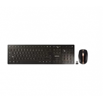 Tastatūras un peles komplekts Cherry DW 9100 plāns — Bezvadu RF + Bluetooth, QWERTY spāņu izkārtojums, 111 taustiņi, Melns