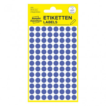 Avery Zweckform 3591 – noņemamas marķēšanas uzlīmes, Ø 8 mm, zilas, 416 gab.