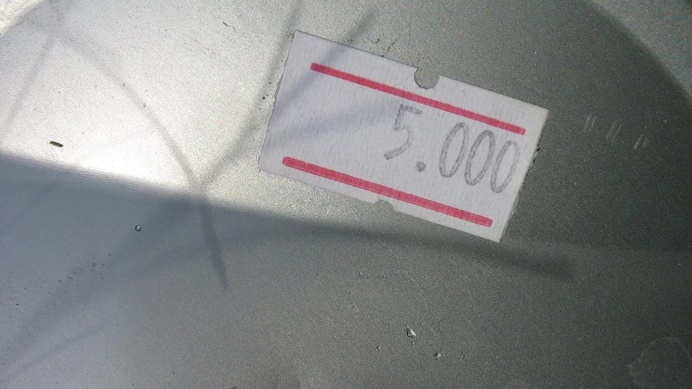 Price sticker on a product